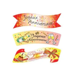 Cerf Dellier Plaquette azyme Joyeux Anniversaire assorties (x24)