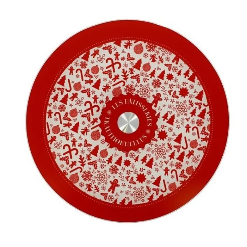 Cerf Dellier Plateau tournant verre Noël 28 cm
