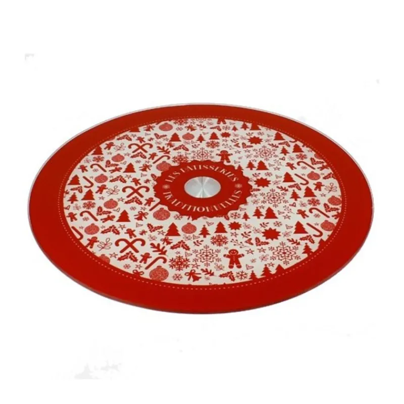 Cerf Dellier Plateau tournant verre Noël 28 cm