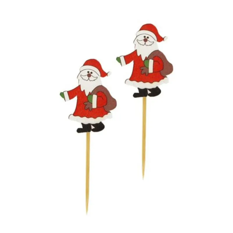 Cerf Dellier Père Noël avec hotte sur pique (x50)