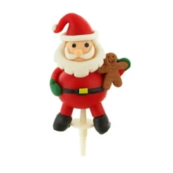 Cerf Dellier Père Noël debout résine sur pique