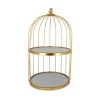 Cerf Dellier Présentoir cage à oiseaux doré 2 étages Patisdécor 25 cm