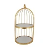 Cerf Dellier Présentoir cage à oiseaux doré 2 étages 20 cm