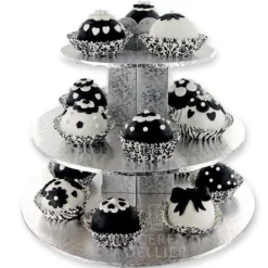 Cerf Dellier Présentoir cupcakes argent rond
