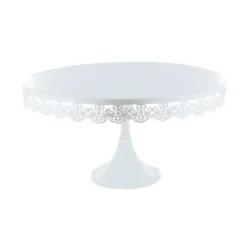 Cerf Dellier Présentoir gâteau blanc broderie Ø 35 cm