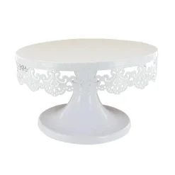 Cerf Dellier Présentoir gâteau blanc broderie Ø 18 cm