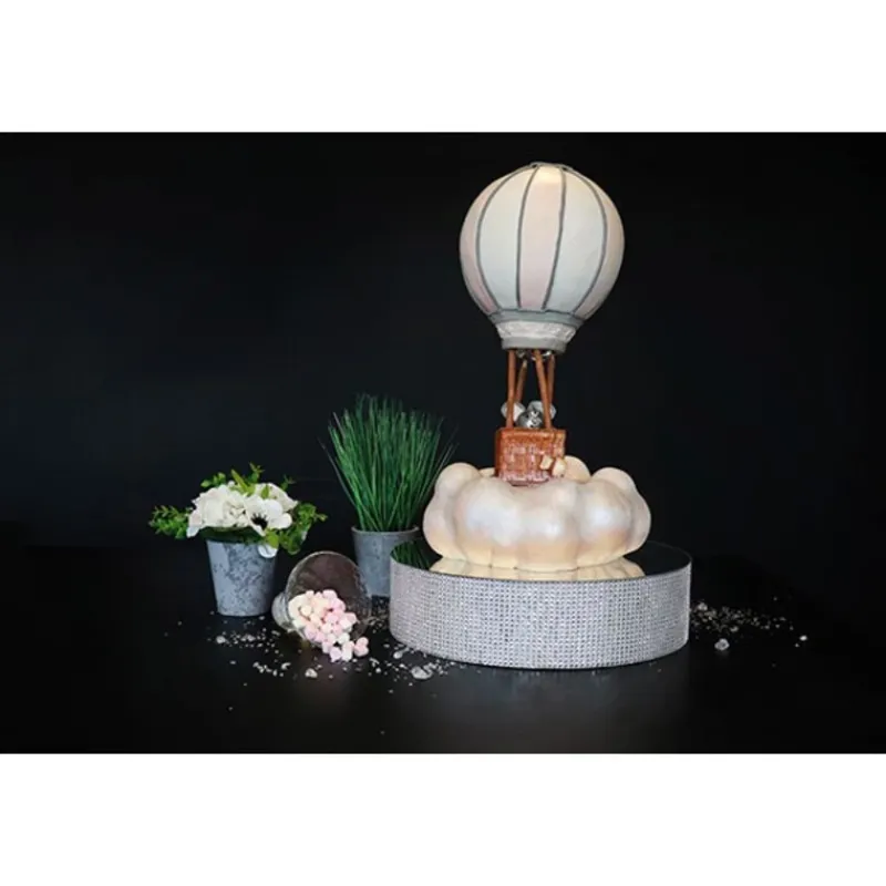 Cerf Dellier Présentoir gâteau effet miroir et contour en strass 30 cm