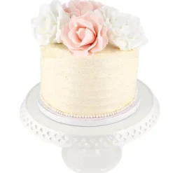 Cerf Dellier Présentoir gâteau en céramique dentelle fantaisie 25 cm