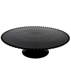 Cerf Dellier Présentoir gâteau en céramique noir cannelé Ø 30 cm