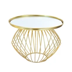 Cerf Dellier Présentoir gâteau miroir pied boule doré ø 26 cm