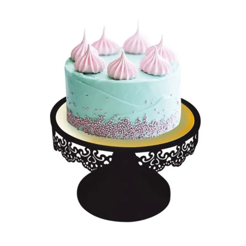 Cerf Dellier Présentoir gâteau noir broderie Ø 18 cm