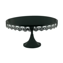 Cerf Dellier Présentoir gâteau noir broderie Ø 35 cm
