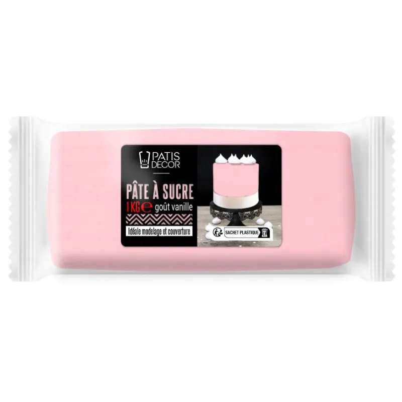 Cerf Dellier Pâte à sucre rose 1 kg - DDM 11/24