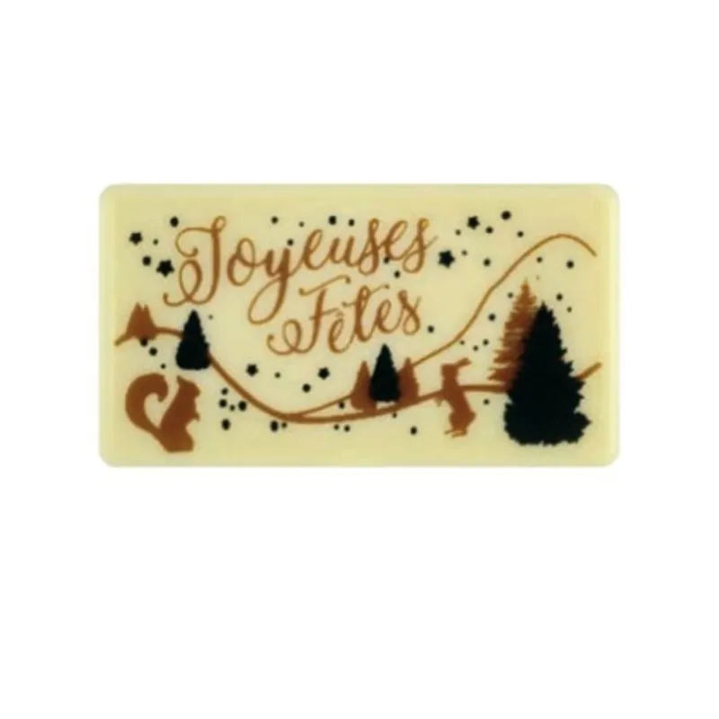Cerf Dellier Rectangles chocolat blanc Joyeuses Fêtes (x 64)