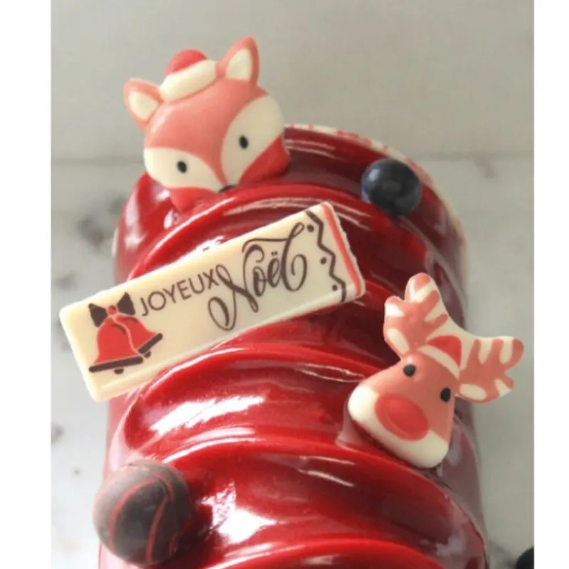 Cerf Dellier Rectangles Joyeuses Noël rouge assortis chocolat blanc (x80)
