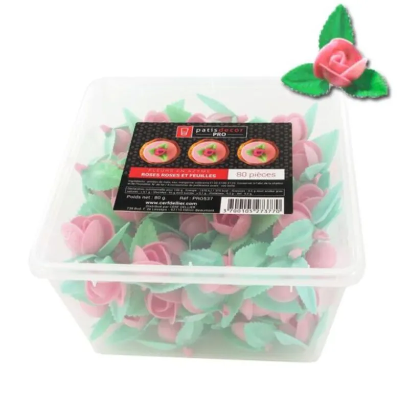 Cerf Dellier Roses roses et feuilles en azyme (x80)