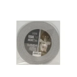 Cerf Dellier Ruban argenté pailleté 38 mm (22 m)