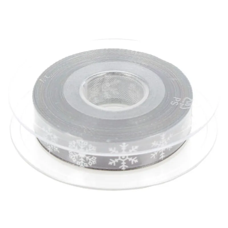 Cerf Dellier Ruban Flocons gris 15 mm (20 m)