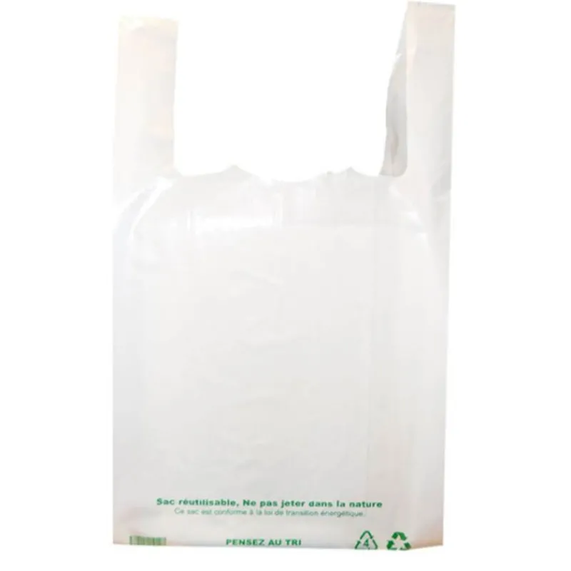 Cerf Dellier Sacs plastique bretelles blancs "Réutilisables" (x500)