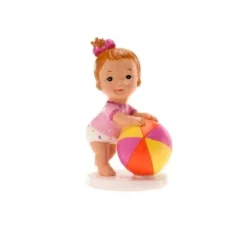 Cerf Dellier Sujet de baptême bébé fille avec ballon