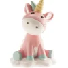 Cerf Dellier Sujet de baptême licorne rose 10 cm