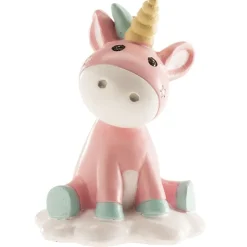 Cerf Dellier Sujet de baptême licorne rose 10 cm
