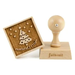 Cerf Dellier Tampon à biscuit bois Merry Christmas