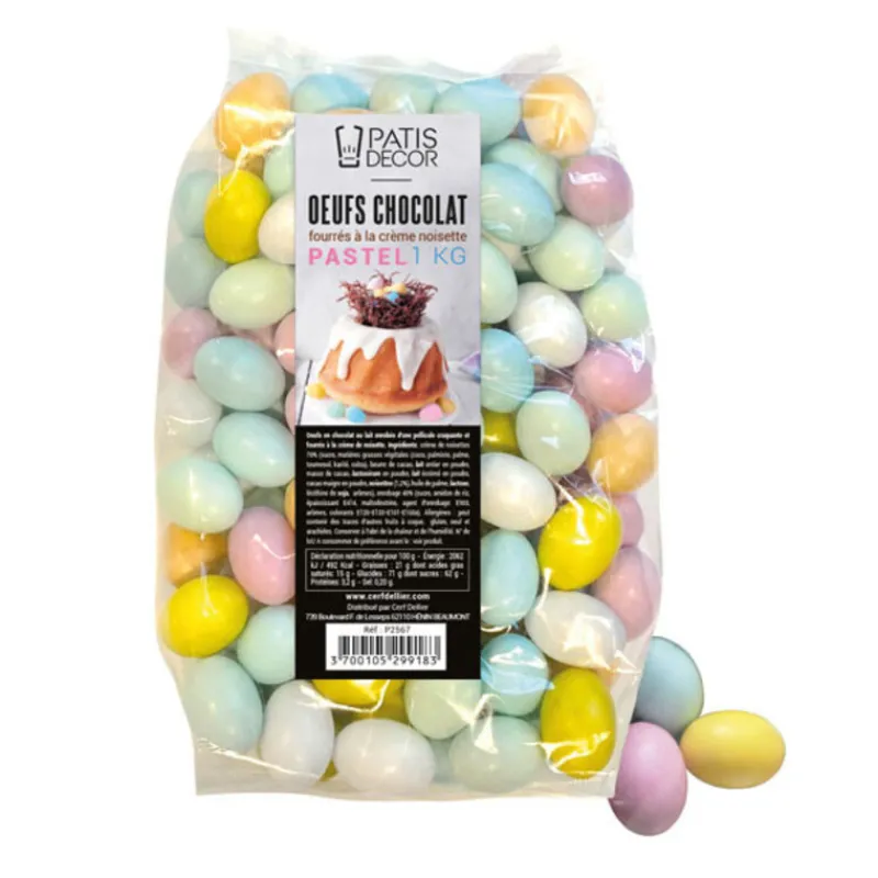 Cerf Dellier Œufs de caille en chocolat fourrés pastel 1 kg