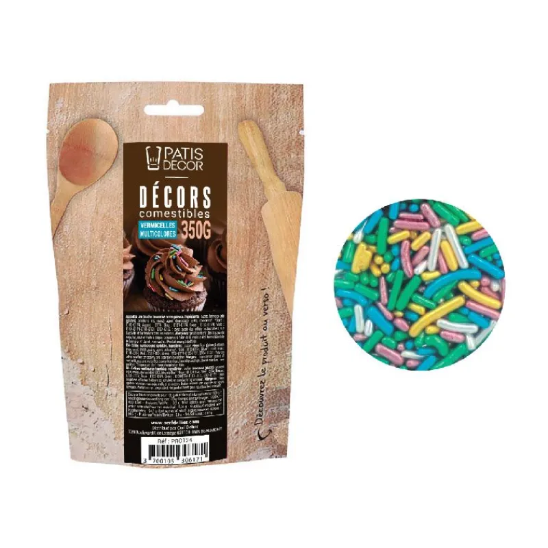 Cerf Dellier Vermicelles comestibles multicolores 350 g